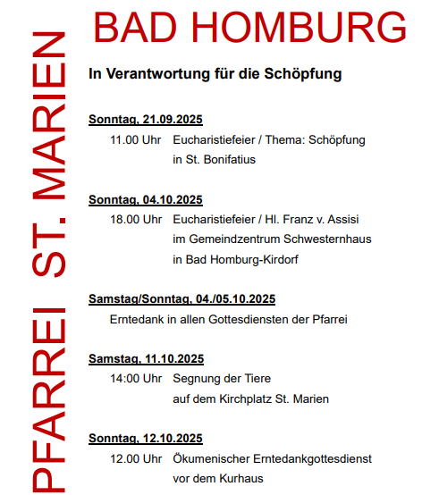 Übersicht der Veranstaltungen
